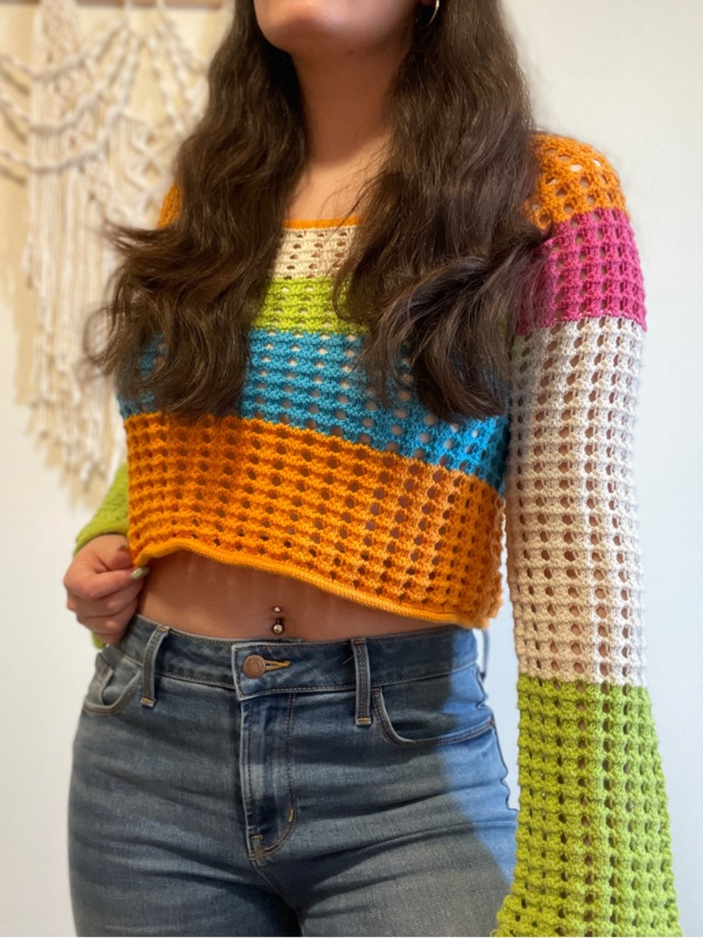 |Wild Fable| Women’s Color-Blocked Crochet Sweater